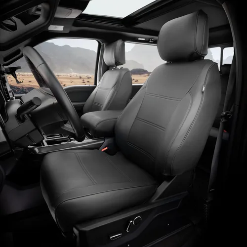 Vista 9 de CoverCenter® Fundas de asiento para Ford F150 2025 2024 2023 2022 2021 2020 2019 2018-2015, Juego completo de fundas de asiento de fibra de carbono