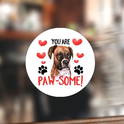 Vista 20 de 100 calcomanías de San Valentín con corazón rojo Corgi para perros, etiqueta de vinilo para perros del día de San Valentín, calcomanías redondas