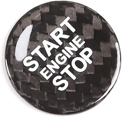 Vista 4 de Para Land Rover Real Carbon Fiber Car Engine Start Stop Switch Botón Cover Trim (Negro)
