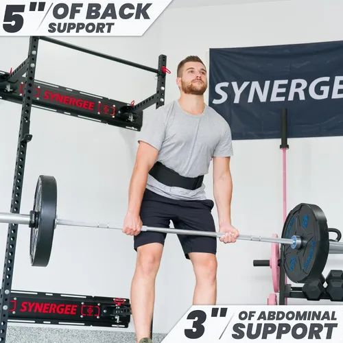 Vista 4 de Synergee Weightlifting Belt – 5" Padded Adjustable Support