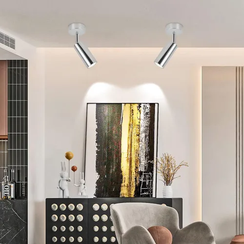 Vista 8 de Paquete de 2 focos de techo regulables, luces de techo para interiores, ajuste de ángulo interior, lámpara de pared moderna para sala de estar