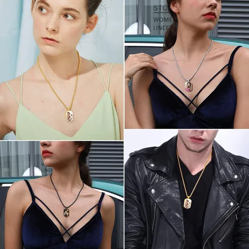 Vista 98 de FindChic Collares personalizados con urna para cenizas, barra vertical, gato, luna, reloj de arena, garra de perro, acero inoxidable, chapado en oro