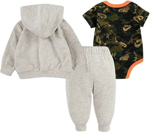 Vista 2 de Nike Conjunto de 3 piezas de body de manga corta, sudadera con capucha y pantalones para bebés