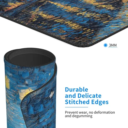 Vista 2 de Alfombrilla de mouse rectangular lavable, alfombrilla antideslizante con borde cosido de primera calidad, 7.9 x 9.5 pulgadas para juegos, oficina