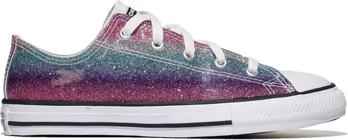 Vista 4 de Converse Chuck Taylor All Star Glitter Drip Ox para niña (niño pequeño)