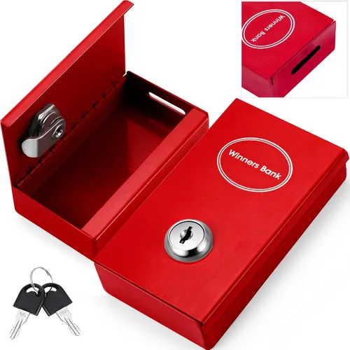 Vista 16 de Reallnaive 1 Paquete Caja de Metal para Apostadores Tamaño de Bolsillo Banco Ganador Caja de Dinero de Casino con 2 Llaves Caja Fuerte Portátil