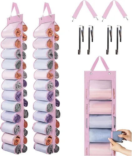Vista 11 de DHSFKBE Organizador de Almacenamiento de Leggings, Organizador de Camisetas, Organizador Plegable Colgante para Armario, Organizador de Ropa