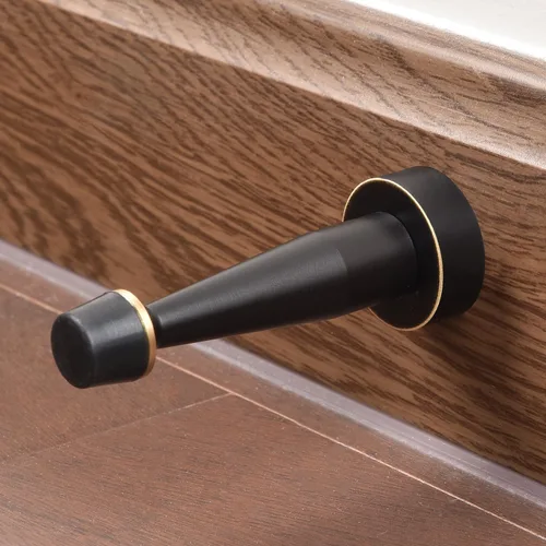 Vista 7 de Tope de puerta de latón macizo resistente, protector de pared decorativo con punta de parachoques de goma para protección de puerta, amortiguación