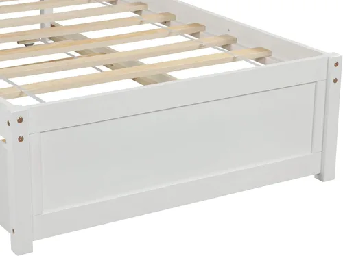 Vista 7 de SOFTSEA Marco de cama individual individual con cama nido de madera maciza con cabecero para niños (blanco)