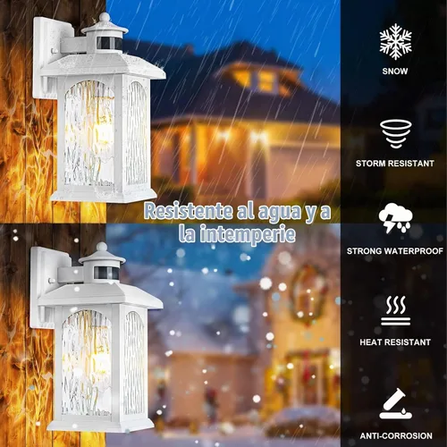 Vista 2 de FILIYANO - Linterna de pared blanca con sensor de movimiento para exteriores, del atardecer al amanecer, 1 paquete Anti-Rust, Waterproof Exterior