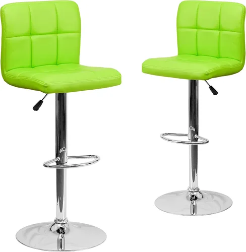 Vista 15 de Flash Furniture Kathleen - Taburete de bar contemporáneo de vinilo acolchado negro con altura ajustable con base cromada