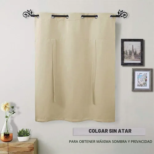 Vista 5 de Pony Dance Cenefa Enrollable Beige - Cenefa de Ventana para Cocina Cortina Enrollable con Ojales para Decoración del Hogar Cenefa Ajustable, 42''An