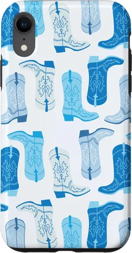 Vista 25 de Cowboy Boot Illustration Preppy Western Pastel Blue and Cyan Case for iPhone 17