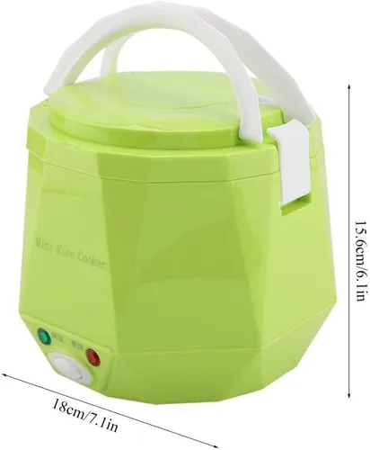Vista 6 de Mini ollas arroceras 24V 1.3 L olla de arroz eléctrica Vaporizador de alimentos para camión Cocina de coches para sopa Gachas de arroz Fideos