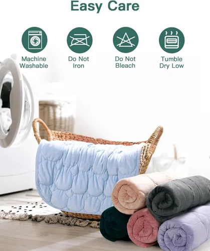 Vista 7 de Lofus Manta con peso de 7 libras para adultos, transpirable y calmante manta con peso pequeña para viajes, relajación y siestas, lavable a máquina