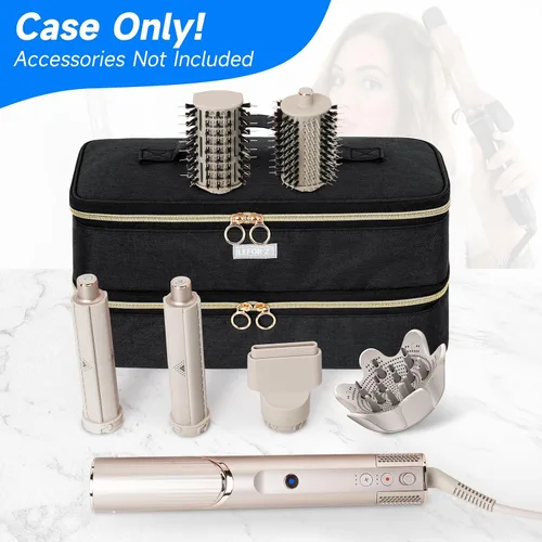 Vista 8 de Funda de viaje compatible con Shark Flexstyle/FlexFusion/secador de pelo, bolsa de almacenamiento de herramientas calientes para cabello de doble