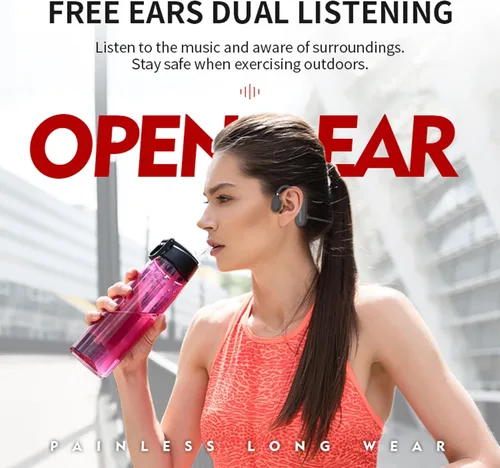 Vista 2 de Auriculares deportivos inalámbricos con orejas abiertas, Bluetooth 5.0, impermeables, a prueba de sudor, con micrófono, para deportes, correr