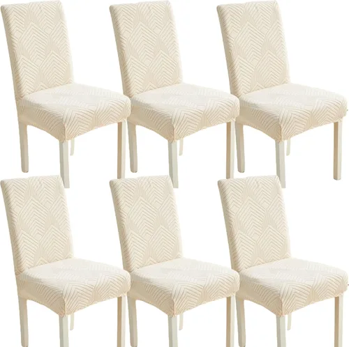 Vista 13 de Juego de 6 fundas elásticas para sillas – Fundas extraíbles para sillas de comedor, fundas protectoras de terciopelo lavables a prueba de polvo