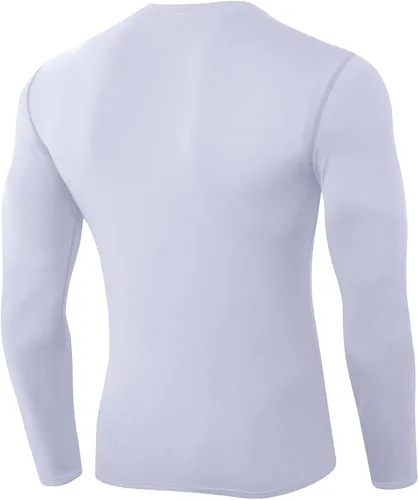 Vista 3 de Camisas musculares grandes y altas para hombre, para otoño, invierno, secado rápido, deportes, casual, manga larga, sin botones, para gimnasio