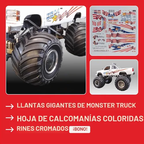 Vista 4 de AMT USA-1 Chevy Silverado Monster Truck 1:25 Kit de modelo a escala 1:25