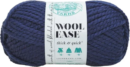 Vista 122 de Lion Brand Yarn - Ovillo de lana Wool-Ease Thick & Quick color fuerza aérea Super Bulky Wool Acrylic Blend Fiber for Soft Hats, Sweaters, Chunky