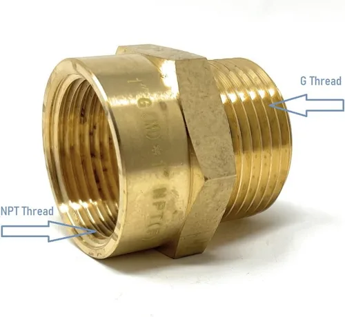 Vista 6 de Adaptador de latón sin plomo Cascada, rosca G británica BSPP macho a NPT hembra (1" x 1" (1 pieza))