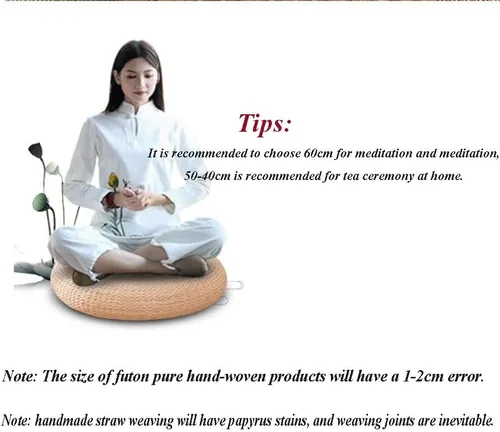 Vista 8 de Etlegor Pufs y reposapiés, Futón Puf Futón Cojín Taburete Estilo Japonés Tatami Mat Gattail, Hoja de plátano tejida a mano natural y respetuoso