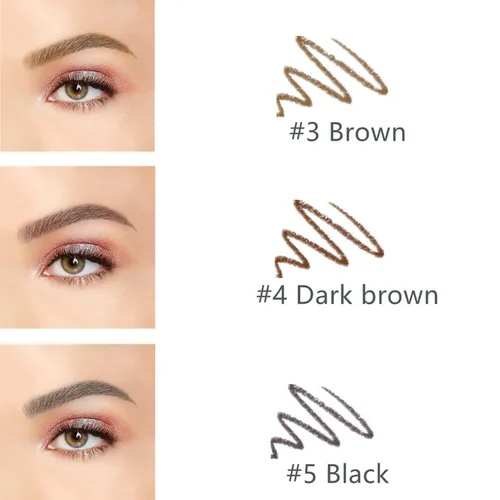 Vista 4 de Lápiz fino para cejas, 3 lápices de cejas marrones impermeables con brocha de bobina, de larga duración para cejas perfectas, profesional