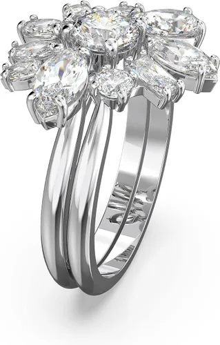 Vista 4 de SWAROVSKI Gema Crystal Cocktail Ring Pair Jewelry Collection, Rhodium Tone Finish