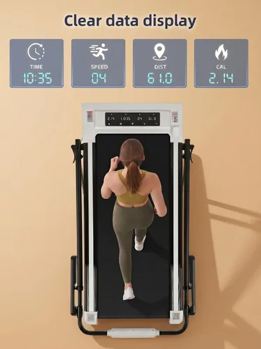Vista 7 de ANCHEER Cinta de correr con inclinación del 12%/15%, almohadilla plegable con barra de asa, capacidad de 320-450 libras debajo del escritorio