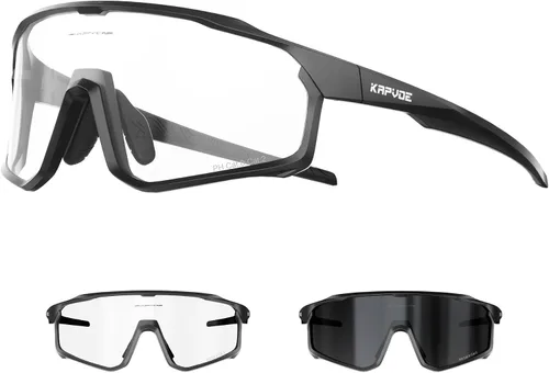 Vista 16 de KAPVOE Gafas de ciclismo fotocromáticas para hombres y mujeres, gafas de sol para bicicleta de montaña MTB, deportes, transición, triatlón, carrera