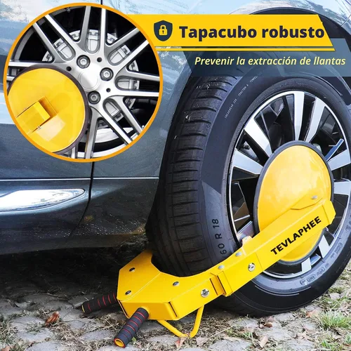 Vista 3 de Tevlaphee Bloqueo de rueda – Bota antirrobo para maletero de automóvil, con abrazadera de rueda para autos, camiones, SUV, cámpers – Cubierta