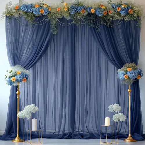 Vista 32 de Cortina de telón de fondo de tul azul bebé de 10 x 10 pies para fiestas, cortinas de fondo transparentes para bodas, baby shower, baby shower