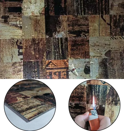 Vista 3 de 10 calcomanías de pared de mosaico compuesto de aluminio, impermeables, resistentes al calor, fáciles de cortar, baño/sala de estar/cocina