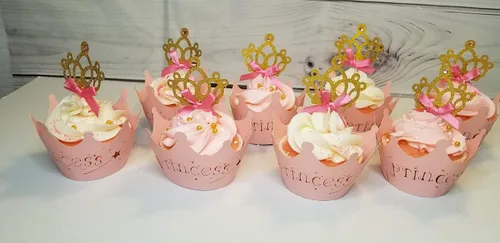 Vista 4 de JeVenis 40 adornos de princesa con purpurina para cupcakes