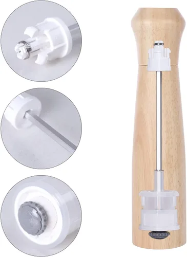 Vista 5 de KKC HOME ACCENTS Molinillo de pimienta de madera, molinillo de pimienta de madera, recargable, 10 pulgadas, madera de goma, molinillo de sal, núcleo
