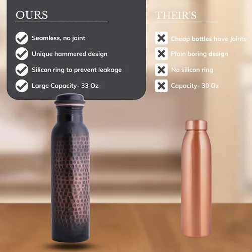 Vista 4 de Staglife Botellas de agua de cobre para agua potable para hombres y mujeres, jarra de agua de cobre puro, dispensador de recipientes de cobre, 33