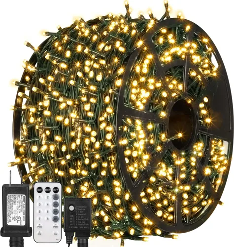 Vista 9 de 1000 luces LED de Navidad de 328 pies, luces de Navidad impermeables para exteriores con 8 modos y temporizador, luz de hadas enchufable para Varios