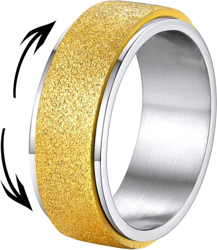 Vista 27 de Supcare Anillos antiestrés para mujer de 4/6/0.315 in para la ansiedad, anillo de pulgar con chorro de arena, regalo para mujeres, talla 7-14