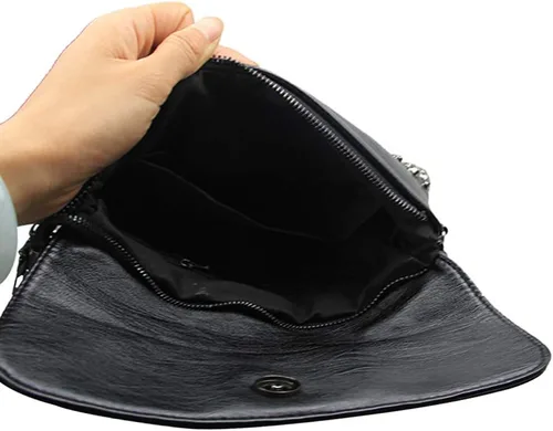 Vista 7 de Bolso de mano con remache punk para mujer, bolso de hombro de piel sintética, bolso de mano con asa superior, color negro, Negro -, Desmontable