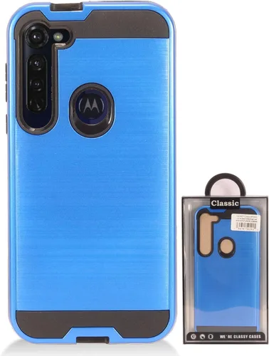 Vista 4 de Para Motorola Moto G Stylus XT2043, Moto G Power XT2041 (versión 2020) - Funda híbrida de estilo cepillado - CS3 Azul