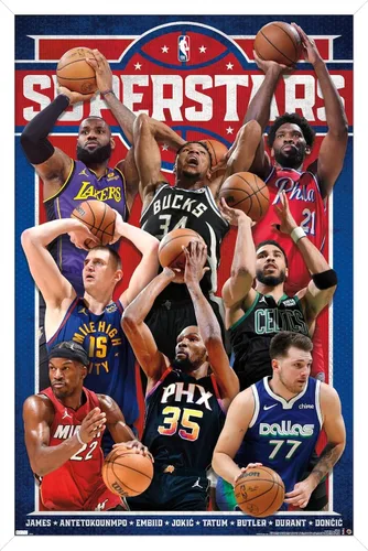 Vista 13 de Trends International NBA League Superstars 23 - Póster de pared, 22.4 pulgadas de largo x 14.7 pulgadas, versión enmarcada de madera de granero