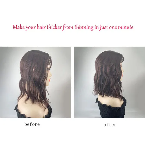 Vista 3 de Pelucas de cabello sintético ondulado y rizado en forma de U para mujer, con clip, media peluca de 3/4, cobertura de cabeza completa, cabello