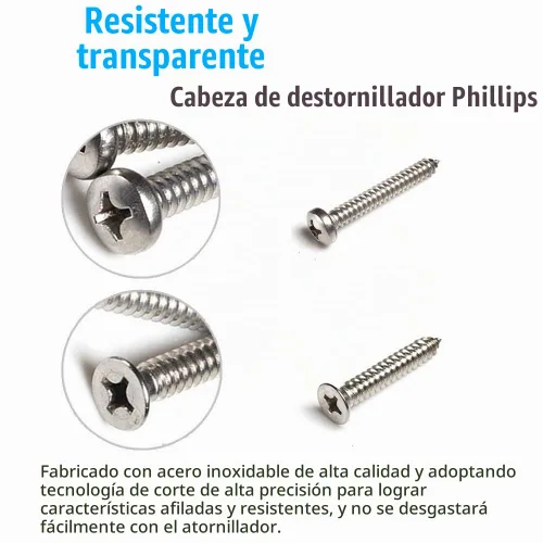 Vista 3 de Juego surtido de 570 tornillos autorroscantes, M3/M4/M5/M6 304, tornillos de chapa de acero inoxidable 304, surtido de tornillos de madera Phillips