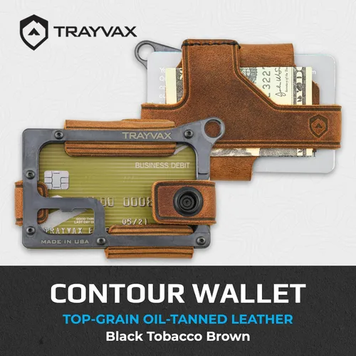 Vista 2 de Trayvax Contour Cartera minimalista Armadura táctica Bolsillo frontal de acero RFID, Negro