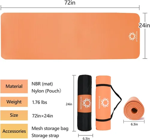 Vista 7 de Primasol Yoga Mat, 0.4 inch (10 mm), 0.6 inch (15 mm), Thick Wide, Exercise Mat, Fitness, Pilates, Muscle Training, Yoga