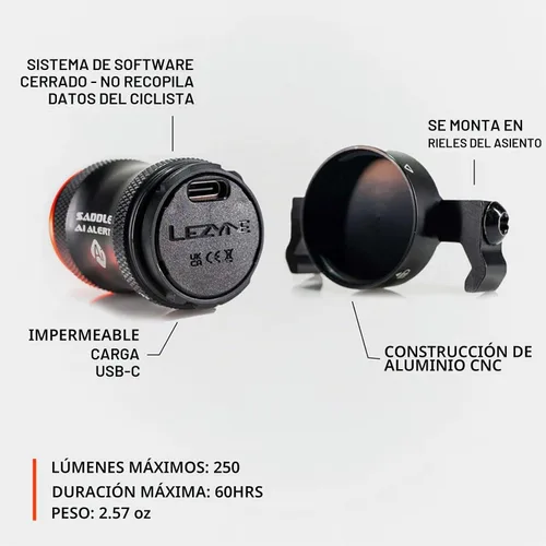 Vista 5 de LEZYNE Saddle-Mounted LED Rear Bike Light