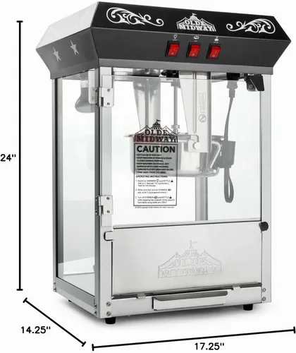 Vista 9 de Olde Midway - máquina de hacer palomitas estilo clásico, con hervidor de agua grande de 8 onzas, Negro