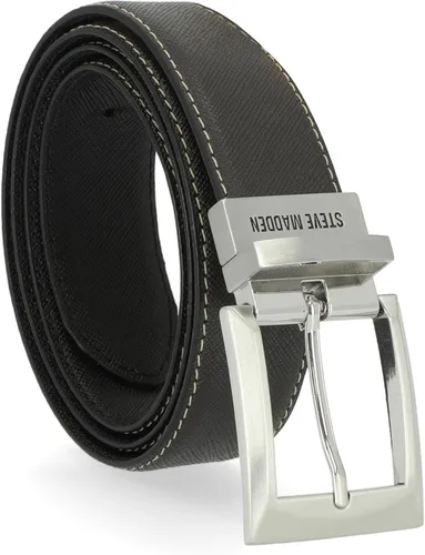Vista 6 de Steve Madden Cinturón de cuero reversible para hombre, casual, para todos los días Marrón/Negro