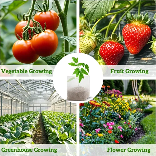 Vista 5 de MAQIHAN Bolsas de cultivo para guardería, 100 bolsas de cultivo de tela no tejida para plántulas, bolsas cuadradas para vivero de plantas pequeñas